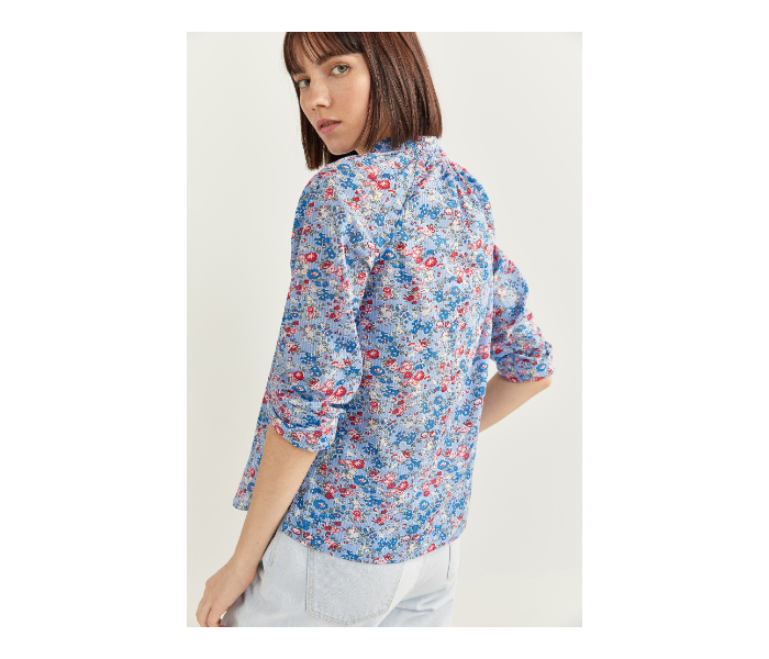 Springfield SS20 Long Sleeve Floral Blouse With Button Closure EU 42 For Women - Blue - Zoom Image 3