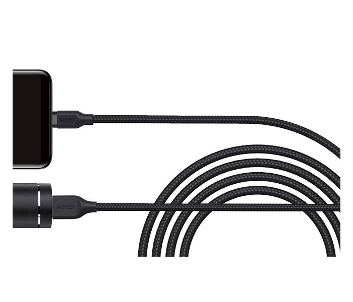 Aukey AC2B 2m USB Type C Braided Cable Aluminum Head - Black - Zoom Image 7