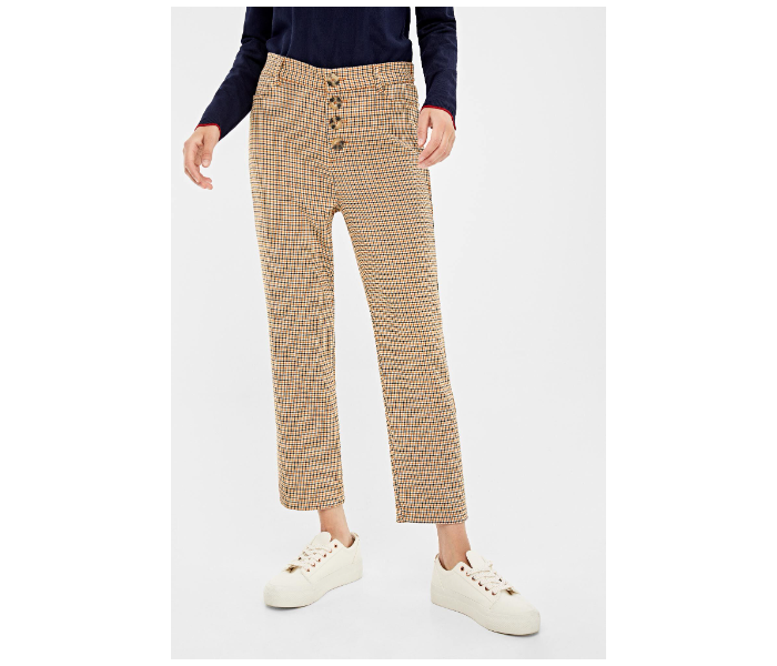 Springfield AW19 Checked Cotton Pant EU 36 For Women - Camel - Zoom Image 2