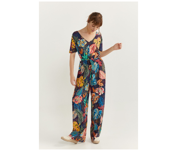 Springfield SS20 Printed Jumpsuit EU 38 For Women - Blue and Yellow - Zoom Image 1