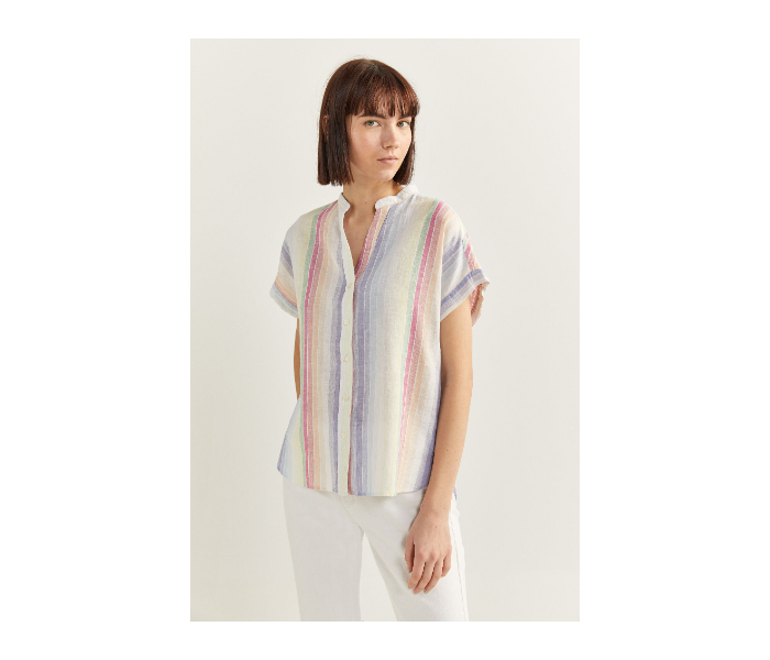 Springfield SS20 Striped Short Sleeve Blouse EU 42 For Women - Blue and Pink - Zoom Image 1