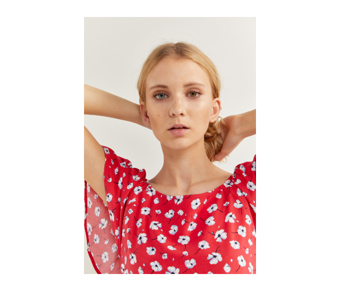 Springfield SS20 Floral Short Sleeve Blouse EU 34 For Women - Red and White - Zoom Image 2