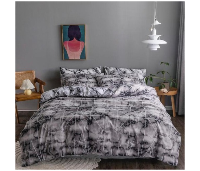 6 Pieces High Quality Cotton Double Size Bed Sheet with Quilt Cover and Pillow Case – Grey - Zoom Image