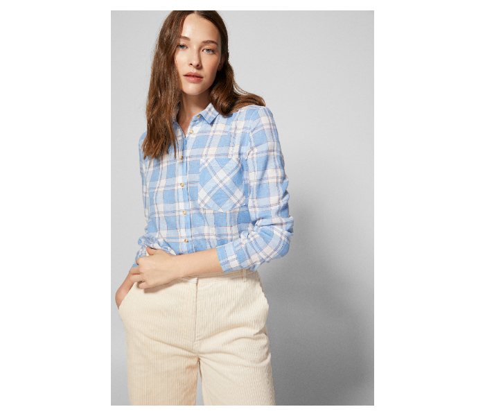 Springfield SS19 Long Sleeve Checked Blouse EU 38 For Women - Blue and White - Zoom Image 1