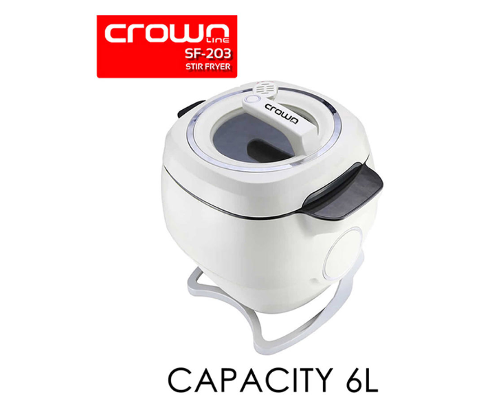 Crownline SF-203 6L Automatic Stir Fryer - White and Black - Zoom Image 2