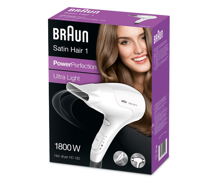 Braun HD180 Satin Hair 1 Power Perfection Dryer - White - Zoom Image 4