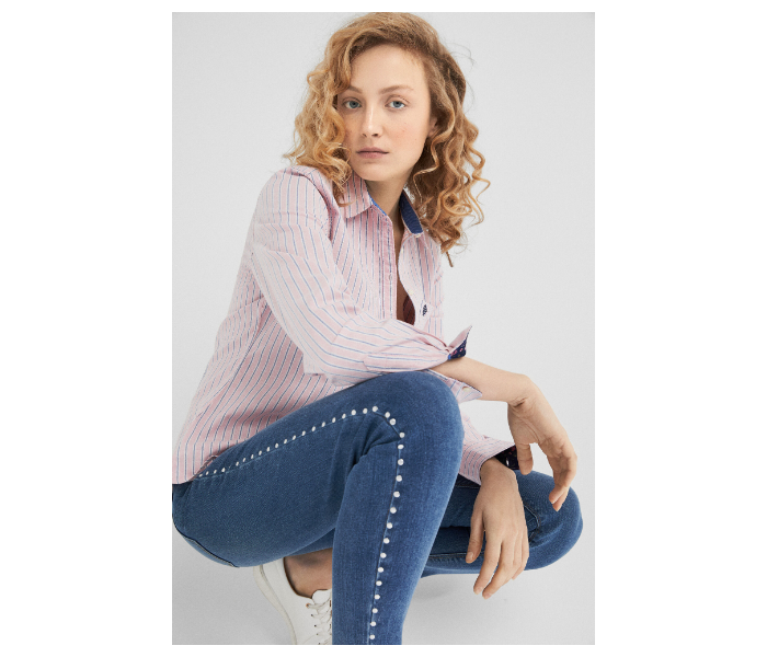 Springfield SS19 Long Sleeve Striped Blouse EU 42 For Women - Light Pink - Zoom Image 2