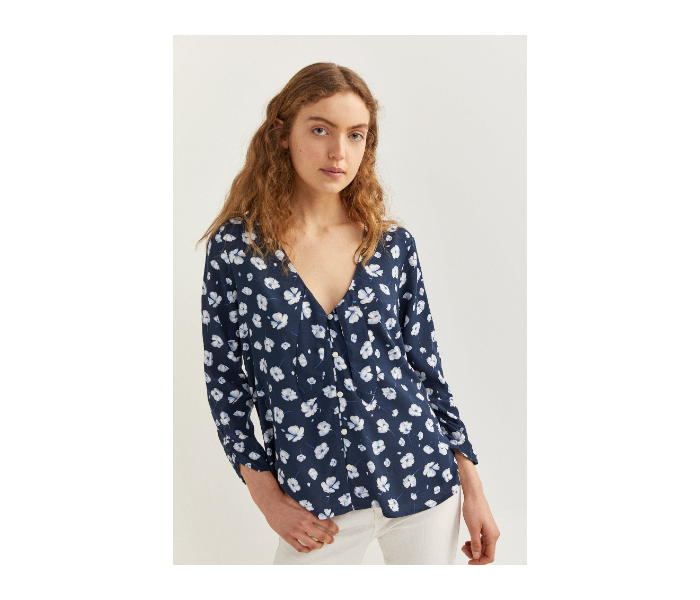 Springfield SS20 Printed Blouse With Bow Neck EU 36 For Women - Blue - Zoom Image 1