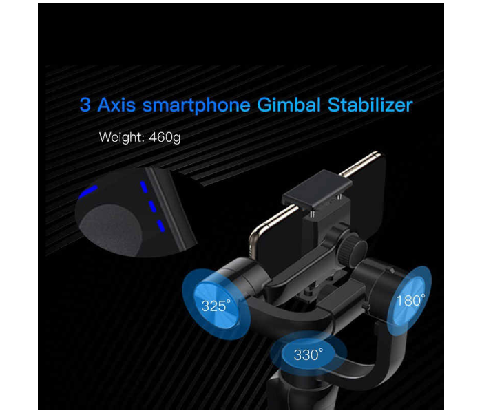 ZWN S5B Upgraded Version 3-Axis Handheld Gimbal Stabilizer Pull and Zoom - Black - Zoom Image 5