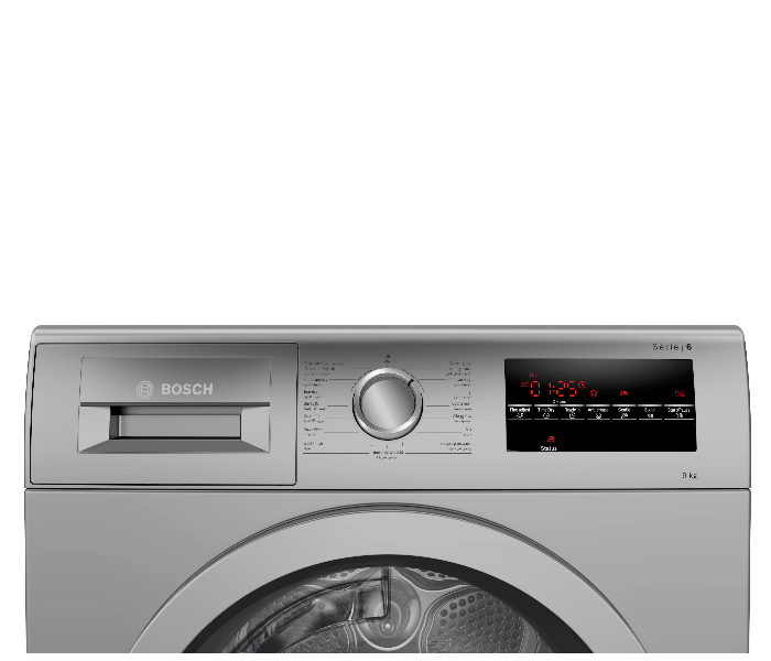 Bosch WTG8640SGC 9 Kg Series 6 Condenser Tumble Dryer - Stainless Steel - Zoom Image 4