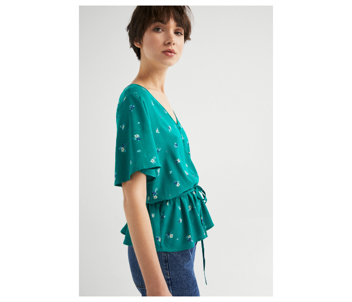 Springfield SS19 Floral Short Sleeve Blouse EU 34 For Women - Green - Zoom Image 2