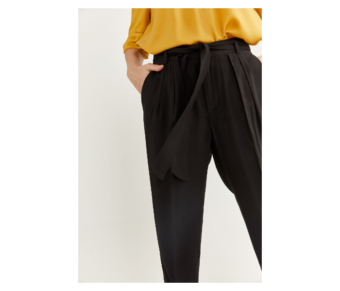 Springfield SS20 Bottom Tight Cotton Fancy Pant EU 38 For Women - Black - Zoom Image 4