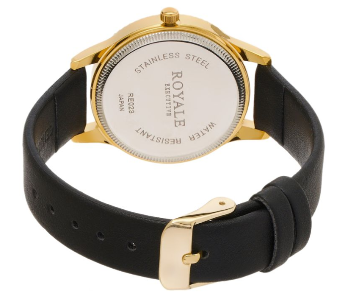 Royale Executive RE023 Leather Analog Wrist Watch For Women - Black and Gold - Zoom Image 2