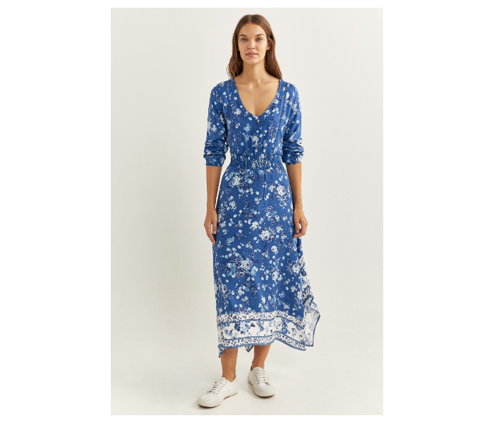 Springfield SS20 Printed Knit Dress EU 38 For Women - Blue and White - Zoom Image 1