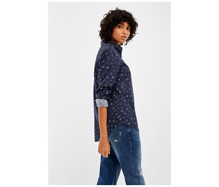 Springfield AW19 Regular Fit Long Sleeve Floral Blouse EU 40 For Women - Dark Blue - Zoom Image 4