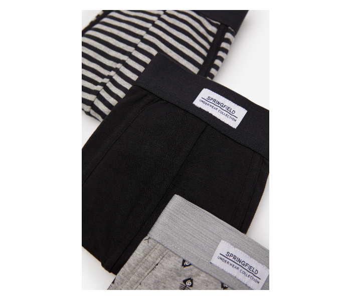 Springfield SS20 Pack of 3 Knitted Boxers And Slips Small For Men- Black and Grey - Zoom Image 2