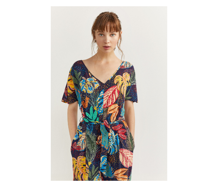 Springfield SS20 Printed Jumpsuit EU 40 For Women - Blue and Yellow - Zoom Image 2