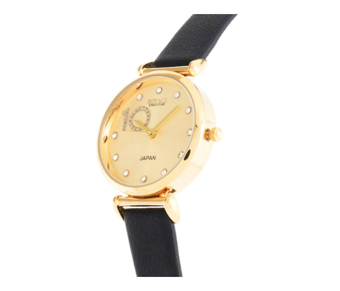 Royale Executive RE020 Leather Analog Wrist Watch For Women - Black and Gold - Zoom Image 2