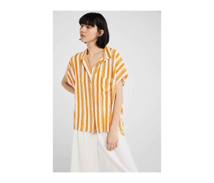 Springfield SS19 Plain Short Sleeve Shirt EU 38 For Women - Yellow and White - Zoom Image 4