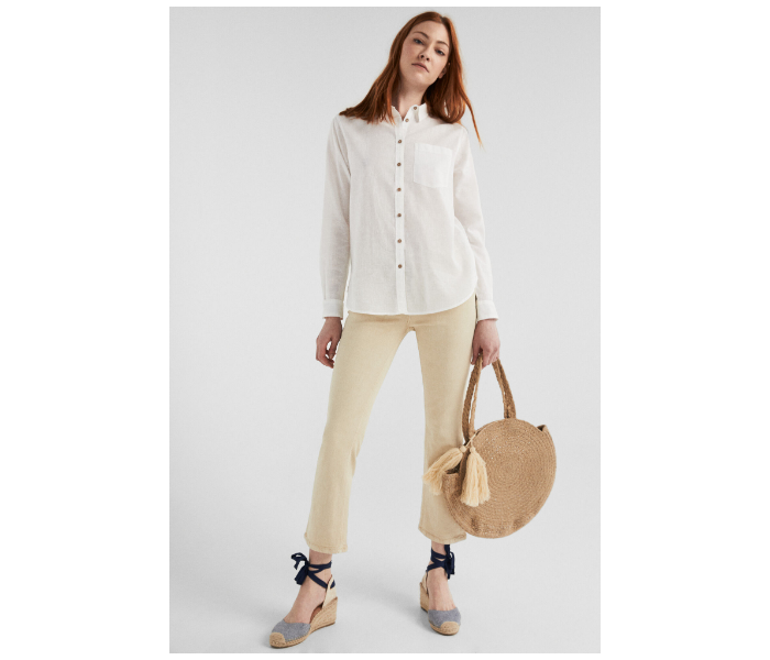 Springfield SS19 Long Sleeve Plain Blouse EU 42 For Women – Light Cream - Zoom Image 3