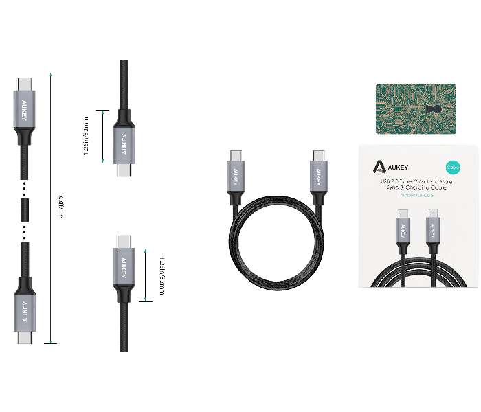 Aukey CD6G 2m USB 2.0 USB-C to USB-C Cable - Grey - Zoom Image 8