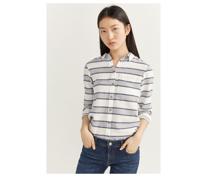 Springfield SS20 Long Sleeve Striped Shirt EU 40 For Women - White and Blue - Zoom Image 3