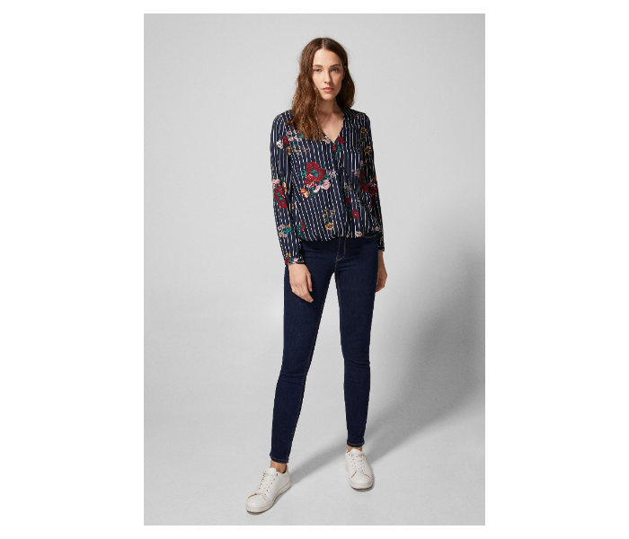 Springfield SS19 Long Sleeve Floral Blouse EU 42 For Women - Dark Blue - Zoom Image 1