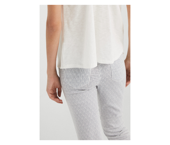 Springfield SS19 Striped Cotton Fancy Pant EU 44 For Women - Grey and White - Zoom Image 3