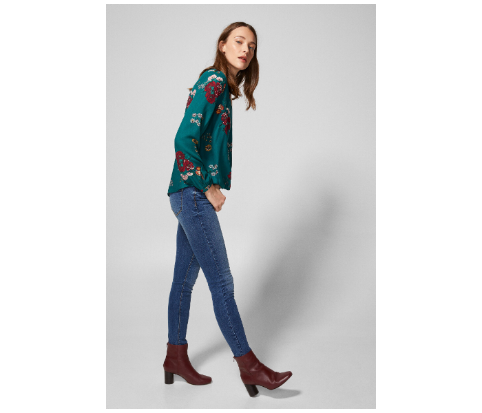 Springfield SS19 Long Sleeve Floral Blouse EU 40 For Women - Dark Green - Zoom Image 1