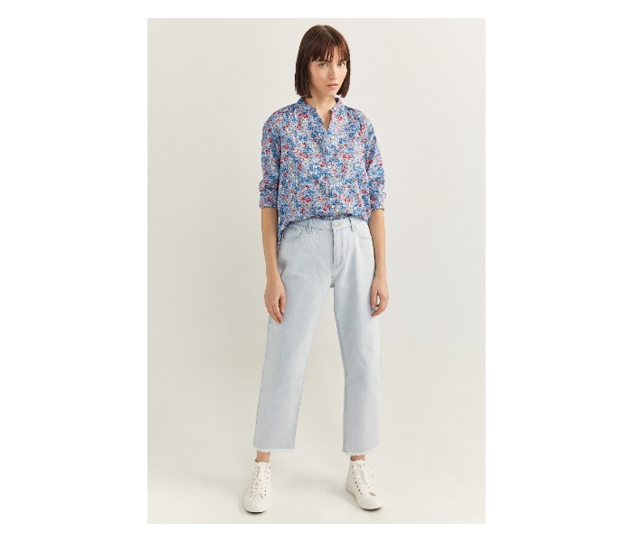 Springfield SS20 Long Sleeve Floral Blouse With Button Closure EU 42 For Women - Blue - Zoom Image 1