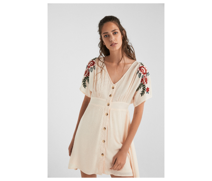 Springfield SS19 Floral Knit Dress EU 42 For Women - Beige - Zoom Image 3