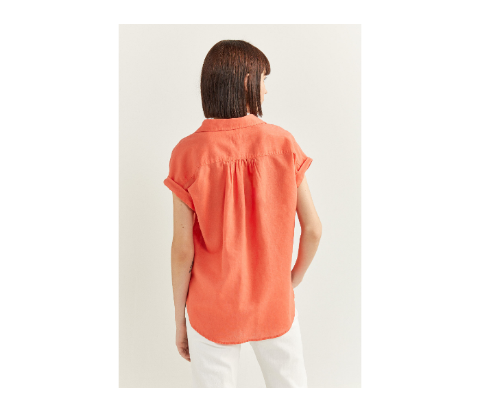 Springfield SS20 Plain Short Sleeve Blouse EU 40 For Women - Orange - Zoom Image 4