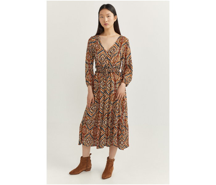 Springfield SS20 Printed Knit Dress EU 38 For Women - Tan - Zoom Image 3