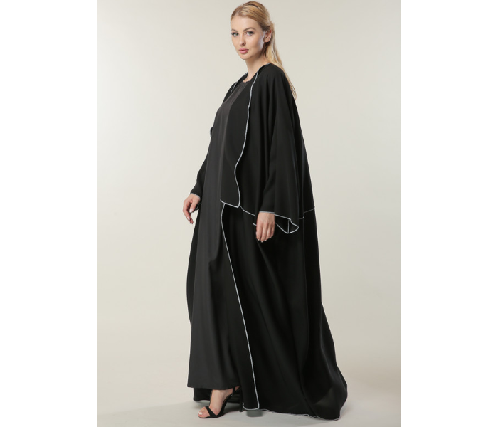 Moistreet Medium Black Loose Fit open Abaya - Black - Zoom Image 2