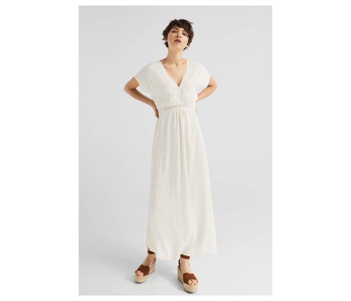 Springfield SS19 Knit Dress With Lays EU 42 For Women - White - Zoom Image 3