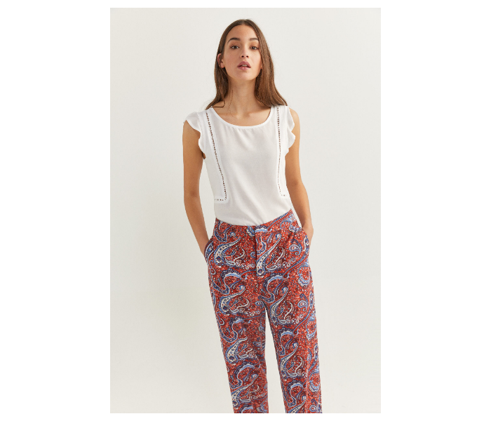 Springfield SS20 Printed Cotton Fancy Pant EU 40 For Women - Light Brown - Zoom Image 4