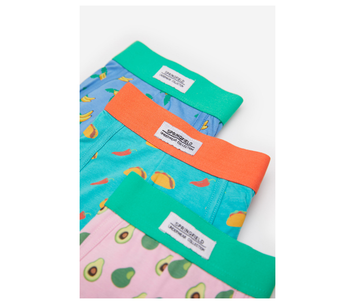 Springfield SS20 Pack of 3 Knitted Boxers And Slips Large For Men- Blue Green and Pink - Zoom Image 2