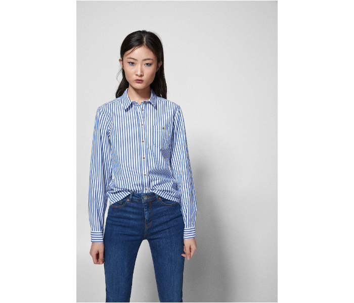 Springfield SS19 Long Sleeve Striped Blouse EU 42 For Women - Blue and White - Zoom Image 3