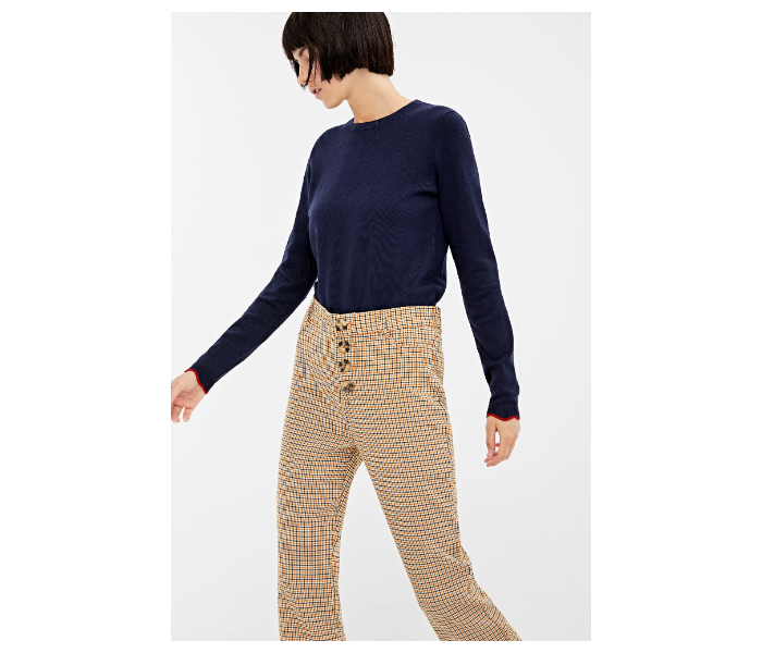 Springfield AW19 Checked Cotton Pant EU 38 For Women - Camel - Zoom Image 3