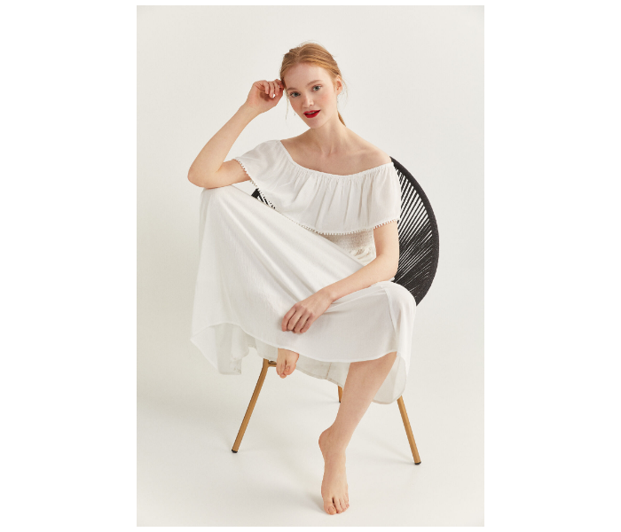 Springfield SS20 Off-Shoulder Knit Dress EU 42 For Women - White - Zoom Image 2