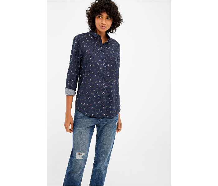 Springfield AW19 Regular Fit Long Sleeve Floral Blouse EU 38 For Women - Dark Blue - Zoom Image 2