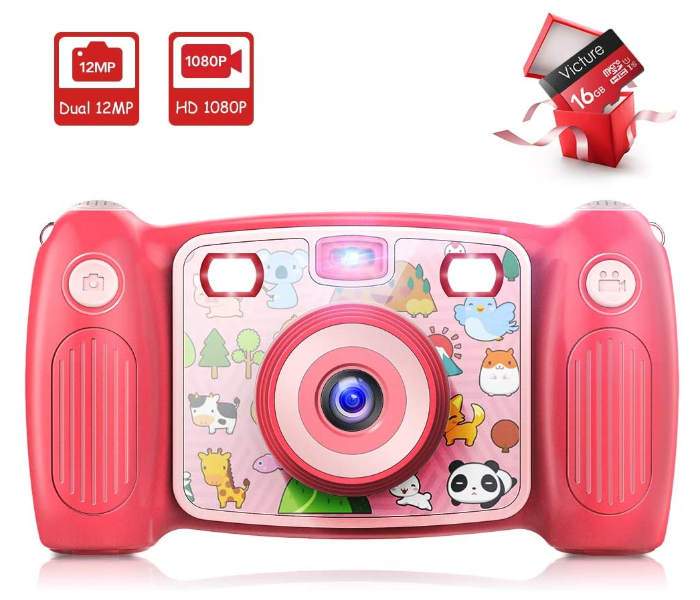 Victure KC400 Kids Camera Digital Rechargeable Selfie Action - Pink - Zoom Image 1