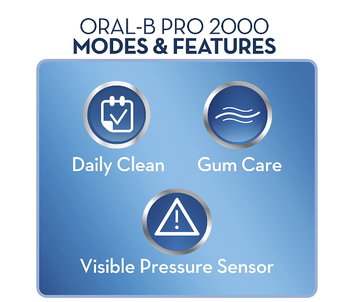 Oral-B Pro 2000 Cross Action Electric Rechargeable Toothbrush - Blue and White - Zoom Image 4