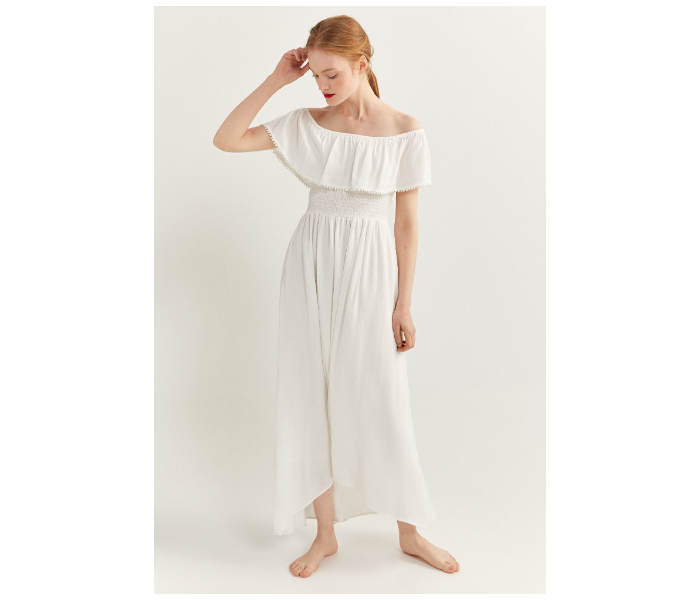 Springfield SS20 Off-Shoulder Knit Dress EU 38 For Women - White - Zoom Image 1