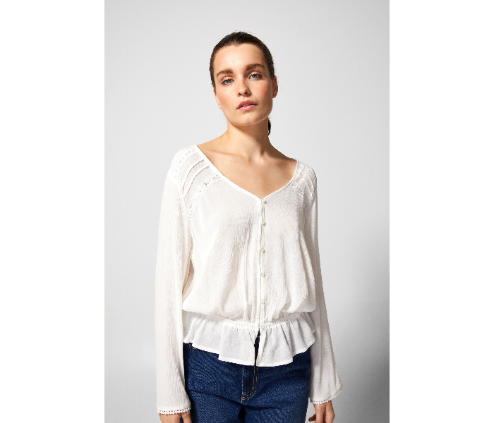 Springfield AW18 Long Sleeve Blouse EU 40 For Women - White - Zoom Image 4