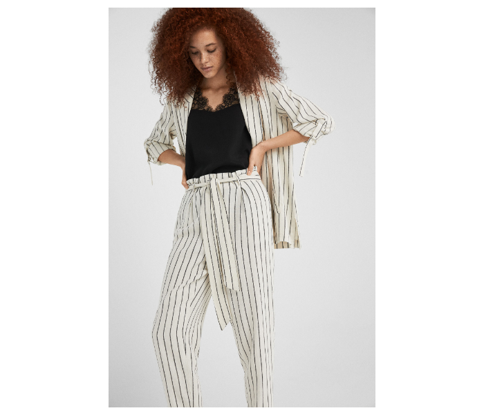 Springfield SS19 Striped Cotton Fancy Pant EU 40 For Women - Ivory Black - Zoom Image 2