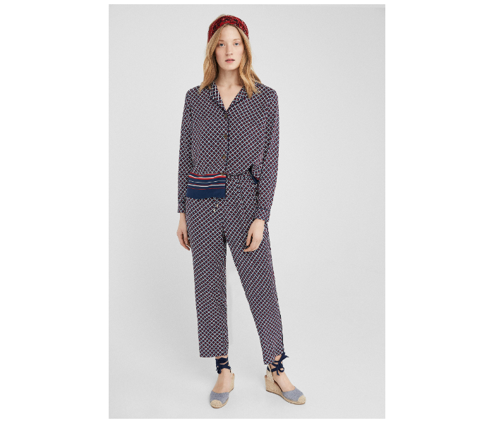 Springfield SS19 Checked Cotton Fancy Pant EU 40 For Women - Brown and Blue - Zoom Image 1