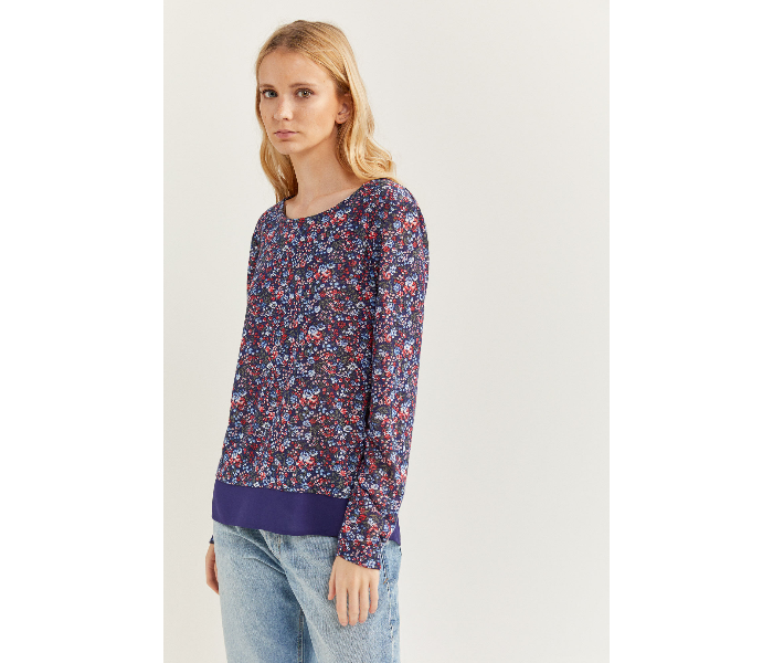 Springfield SS20 Floral Printed Long Sleeve T-Shirt X-Small For Women - Blue and Pink - Zoom Image 3