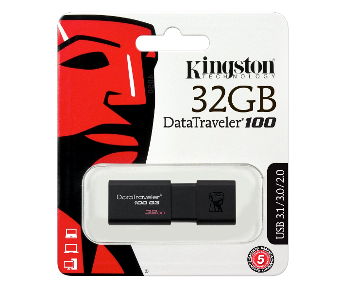 Kingston DT100G3 32GB USB 3 Flash Drive - Black - Zoom Image 3