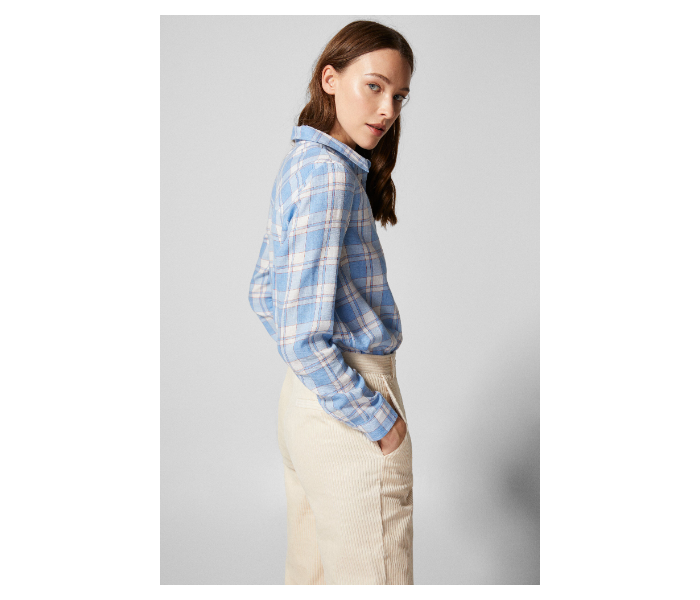 Springfield SS19 Long Sleeve Checked Blouse EU 36 For Women - Blue and White - Zoom Image 3